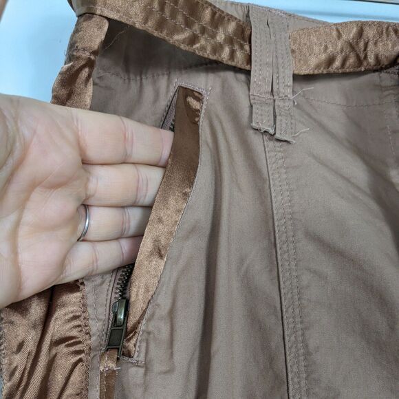 Y2K Cache Cargo Capri Pants 12 Brown Vintage Embroidered Floral Crop Utility - Picture 5 of 16
